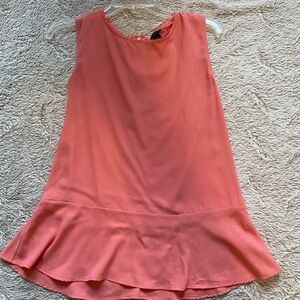 Ann Taylor Women’s Sleeveless Peplum Blouse Pink Coral Medium Ruffle Flowy Top